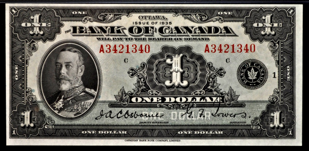 Bank of Canada one-dollar note, 1935 issue